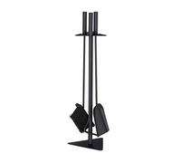 Relaxdays Ensemble serviteur de cheminée 4 pièces Acier Accessoire Pelle Balai Support tisonnier, Noir