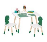 Relaxdays Ensemble Table et chaises Enfant Motif Dinosaure, Blanc/Vert