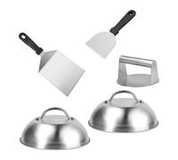 Relaxdays Ensemble Smash Burger 5 pièces en inox