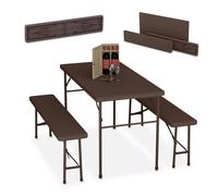 Relaxdays Ensemble table de jardin et 2 bancs