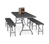 Relaxdays Ensemble table de jardin et 2 bancs