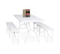 Relaxdays Ensemble table de jardin et 2 bancs