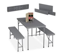 Relaxdays Ensemble table de jardin et 2 bancs