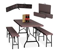 Relaxdays Ensemble table de jardin et 2 bancs