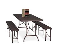 Relaxdays Ensemble table de jardin et 2 bancs