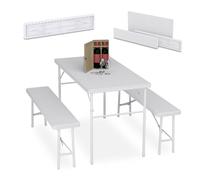 Relaxdays Ensemble table de jardin et 2 bancs