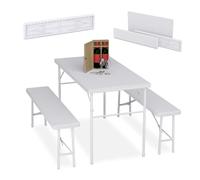 Relaxdays Ensemble table de jardin et 2 bancs