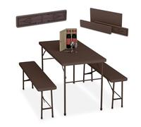 Relaxdays Ensemble table de jardin et 2 bancs