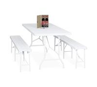 Relaxdays Ensemble table de jardin et 2 bancs
