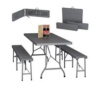 Relaxdays Ensemble table de jardin et 2 bancs