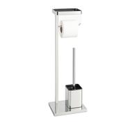 Relaxdays Ensemble WC Autonome, HxLxP 65,5 x 25,5 x 12,5 cm, Acier Inoxydable, Argent, étagère, Porte-Rouleau