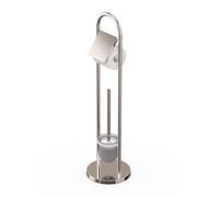 Ensemble WC Relaxdays, en Acier Inoxydable, H x P : 79 x 22 cm, Support Papier Toilette, Brosse WC avec Support, argenté