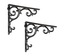 Relaxdays Équerre étagère murale lot de 2 ancien support en fonte de fer ornements baroques vintage noir