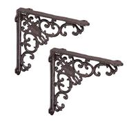 Relaxdays Équerre étagère murale lot de 2 ancien support en fonte de fer ornements baroques vintage brun