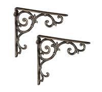 Relaxdays Équerre étagère murale lot de 2 ancien support en fonte de fer ornements baroques vintage couleur bronze