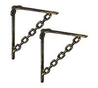 Relaxdays Équerre étagère Murale, Lot de 2, Style Ancien, Support pour étagères, Motif Chaines, Fonte de Fer, Vintage, Bronze
