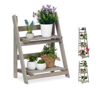 Relaxdays Étagère pour plantes en bois gris