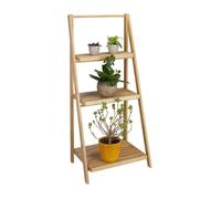 Relaxdays Escalier étagère pour fleurs en bambou 3 étages pliant rangement bois plantes pliable nature HxlxP: 99 x 45 x 32 cm,