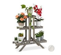 Relaxdays Escalier pour fleurs en bois 3 niveaux