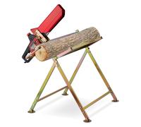 Relaxdays Chevalet sciage, Support pour tronçonneuse, protège-Guide, Barre Mesure Coupe, Charge Max. 120 kg, métal, doré