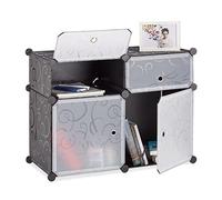 Relaxdays Étagère 4 cubes rangement DIY armoire compartiments plastique chaussures modulable 56 x 75 x 37 cm