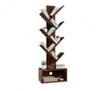 Relaxdays Étagère 6 Niveaux 113x38x20 cm, Design Arbre, pour Livres & CDs, Rangement Salon, Marron