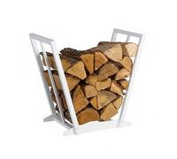 Relaxdays étagère à Bois en métal, Support cheminée, empilement, Blanc, 55,5 x 62 x 35 cm