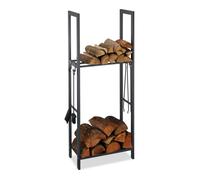 Relaxdays 10026017_946 Étagère à Bois de cheminée, Anthracite, 150 x 60 x 30 cm