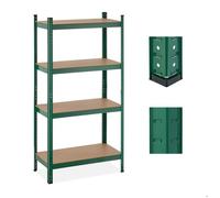 Relaxdays Étagère à charge lourde, 4 niveaux, HLP 156 x 80 x 40 cm, supporte jusqu’à 280 kg, métal, cave, garage, vert