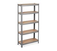 Relaxdays Étagère à charge lourde, 5 niveaux, HLP 150 x 75 x 30 cm, supporte jusqu’à 875 kg, métal, cave, garage, gris