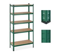 Relaxdays Étagère à charge lourde, 5 niveaux, HLP 180 x 90 x 40 cm, supporte jusqu’à 875 kg, métal, cave, garage, vert