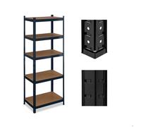 Relaxdays Étagère à charge lourde, HxLxP : 180x70x45 cm, jusqu'à 500 kg, acier & MDF, 5 niveaux, garage, stockage, noir