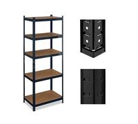 Relaxdays Étagère à charge lourde 5 niveaux 180x70x45 cm acier/MDF noire jusqu'à 500 kg