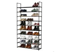 Relaxdays Étagère à chaussures, 10 niveaux, système emboîtable, HxLxP: 174x94x30 cm, métal, gain de place, noir