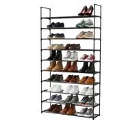 Relaxdays Étagère à Chaussures, 10 Niveaux, système emboîtable, HxLxP: 174x94x30 cm, métal, Gain de Place, Noir