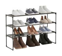 Relaxdays Étagère à Chaussures 3 Niveaux, système emboîtable, 55x117x30 cm, métal, Noir