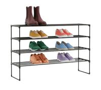 Relaxdays Étagère à Chaussures, 4 Niveaux, système emboîtable, HxLxP 72x117x30 cm, métal, Plateaux Tissu, Noir