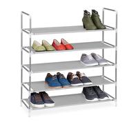 Relaxdays Étagère à Chaussures, 5 Niveaux, 20 Paires, de Chaussures, H x L x P : 90,5 x 87 x 29, 5 cm, Grise
