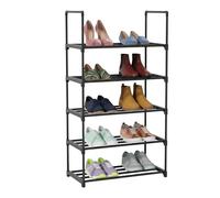 Relaxdays Étagère à Chaussures 5 Niveaux, Montage sans Outil, 89x45x30 cm, métal, Gain de Place, Noir