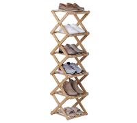 Relaxdays Étagère à Chaussures, 6 Niveaux, Pliante pour Couloir et Chambre, H x L x P 105 x 28 x 28 cm, Bambou, Naturel
