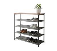 Relaxdays Étagère à Chaussures 75x75x30 cm, 4 Niveaux Non-tissé pour 12 Paires, Tablette, Style Industriel Noir/Marron