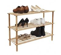 Relaxdays Étagère à Chaussures Bambou, 3 Niveaux, pour 9 Paires, H x L x P : 48 x 74 x 26 cm, étagères à Lattes, Naturel