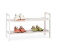 Relaxdays Étagère à chaussures, empilable, support avec 2 niveaux, bois de noyer, jusqu’à 6 paires, 41x69x27 cm, blanc