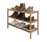 Relaxdays étagère à Chaussures en Bois de Noyer, 9 Paires, 2 étagères, 46 x 69 x 26 cm, empilable, Naturel