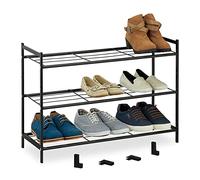 Relaxdays Étagère à Chaussures en métal, 3 Niveaux, empilable, Porte-Chaussures HLP 50x70x26 cm, 9 Paires, Noir