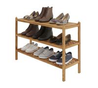 Relaxdays Étagère à chaussures en noyer, 3 niveaux