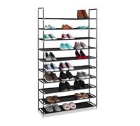 Relaxdays Étagère à chaussures en tissu HxLxP 175,5x100x29 cm 50 paires 10 étagères Système emboîtable XXL noir