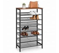 Relaxdays Étagère à Chaussures Indus, 8 Niveaux, 137x75x30 cm, Noir/Marron | Porte-chaussures, étagère aspect bois, métal