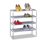Relaxdays Étagère à Chaussures, système d'emboîtement, Tissu, 4 Niveaux, pour 12 Paires, 68x62x28 cm, Gris