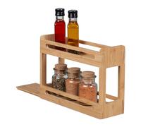 Relaxdays Étagère à épices, 2 Niveaux, Rangement Condiments, 21,5 x 30,5 x 10,5 cm, Extensible, Bambou, Nature